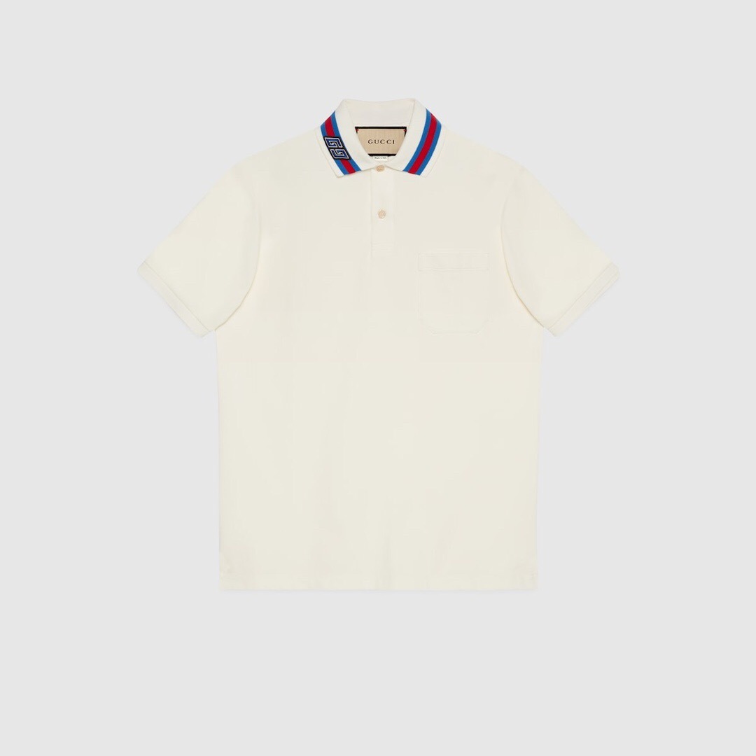 P299 双G贴饰POLO衫 白色