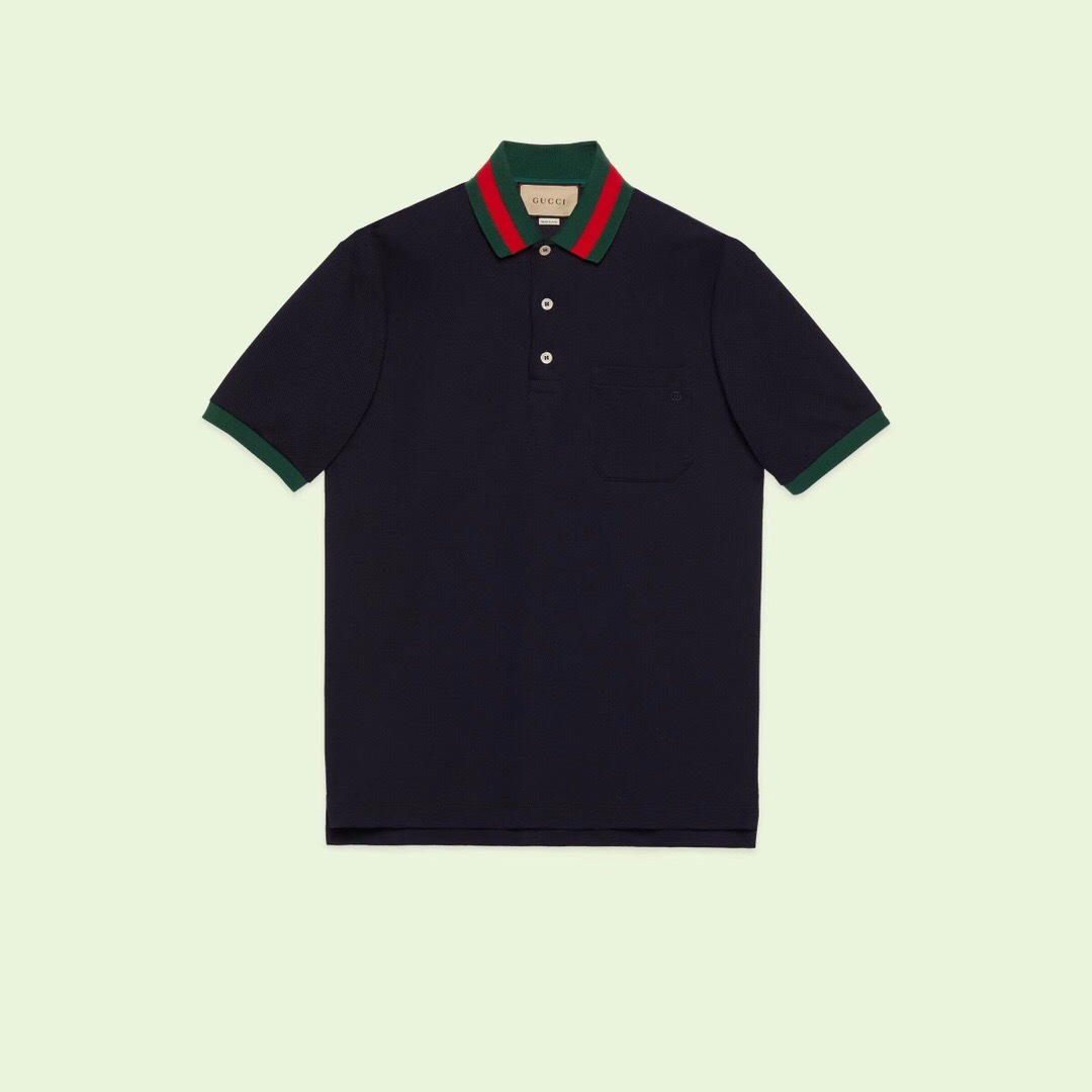 P289 织带衣领Polo深蓝