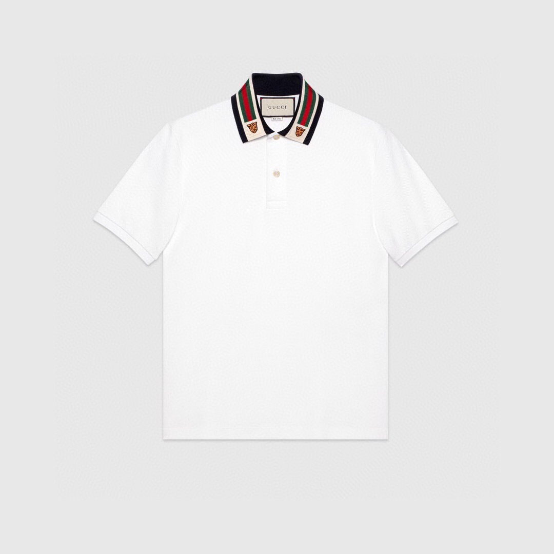 P289 虎头织带POLO衫 白色