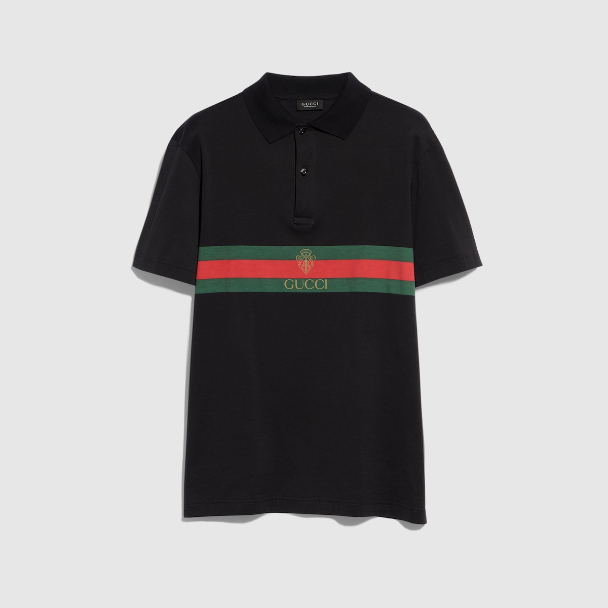 P289 黑色徽标印花针织棉POLO