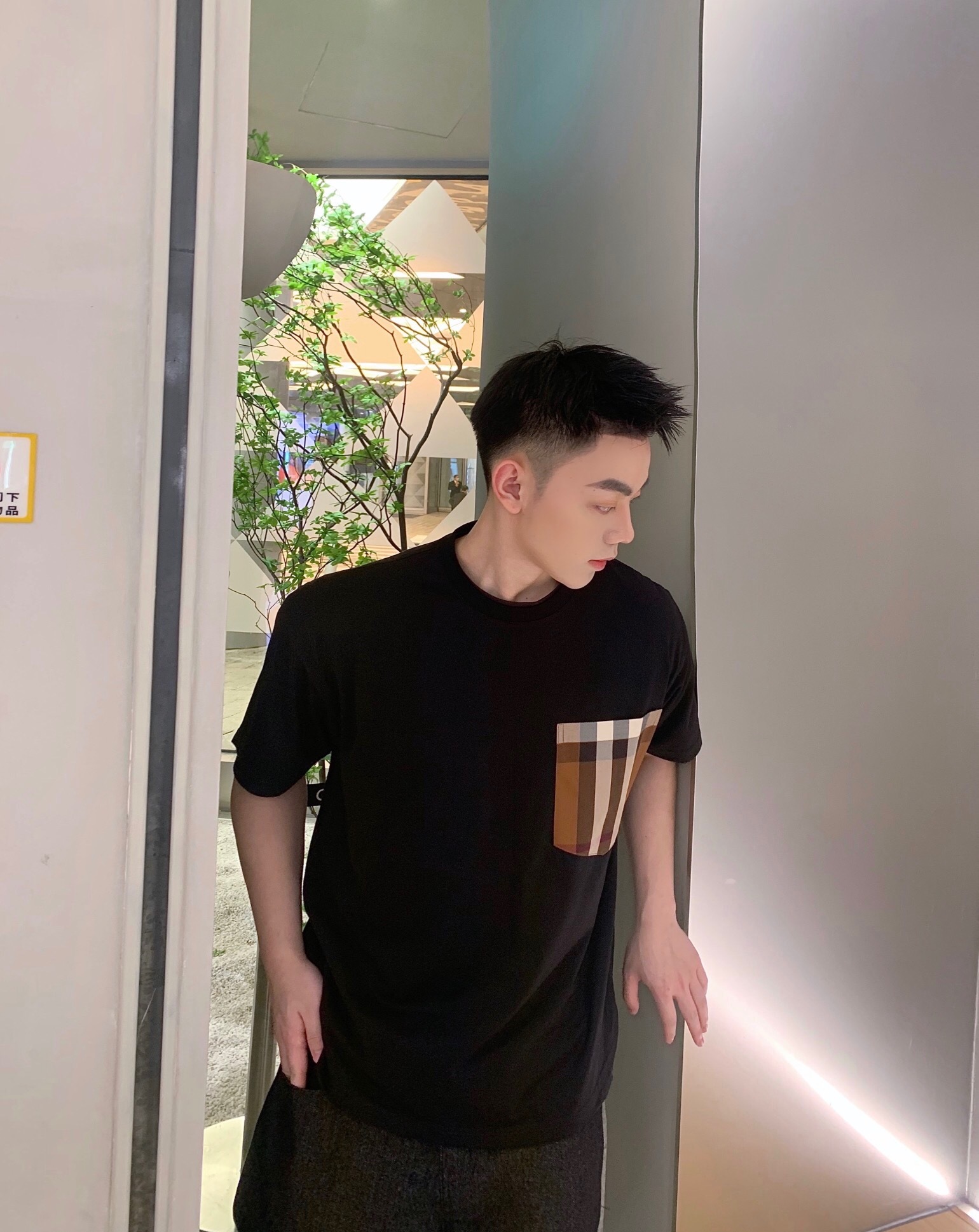 P209 BR咖色格纹口袋短袖黑色 · image 21