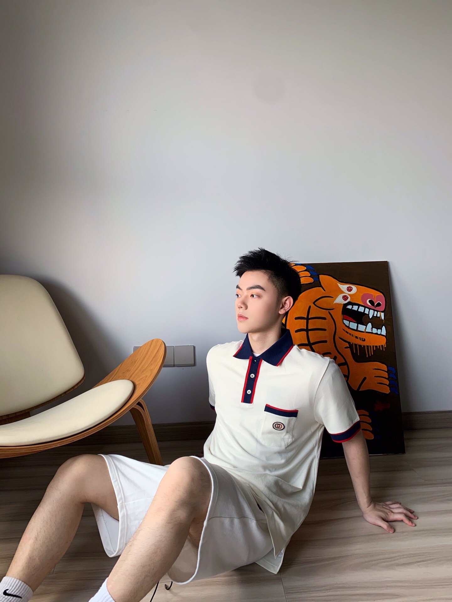 P289 杏色红蓝条POLO衫 · image 17