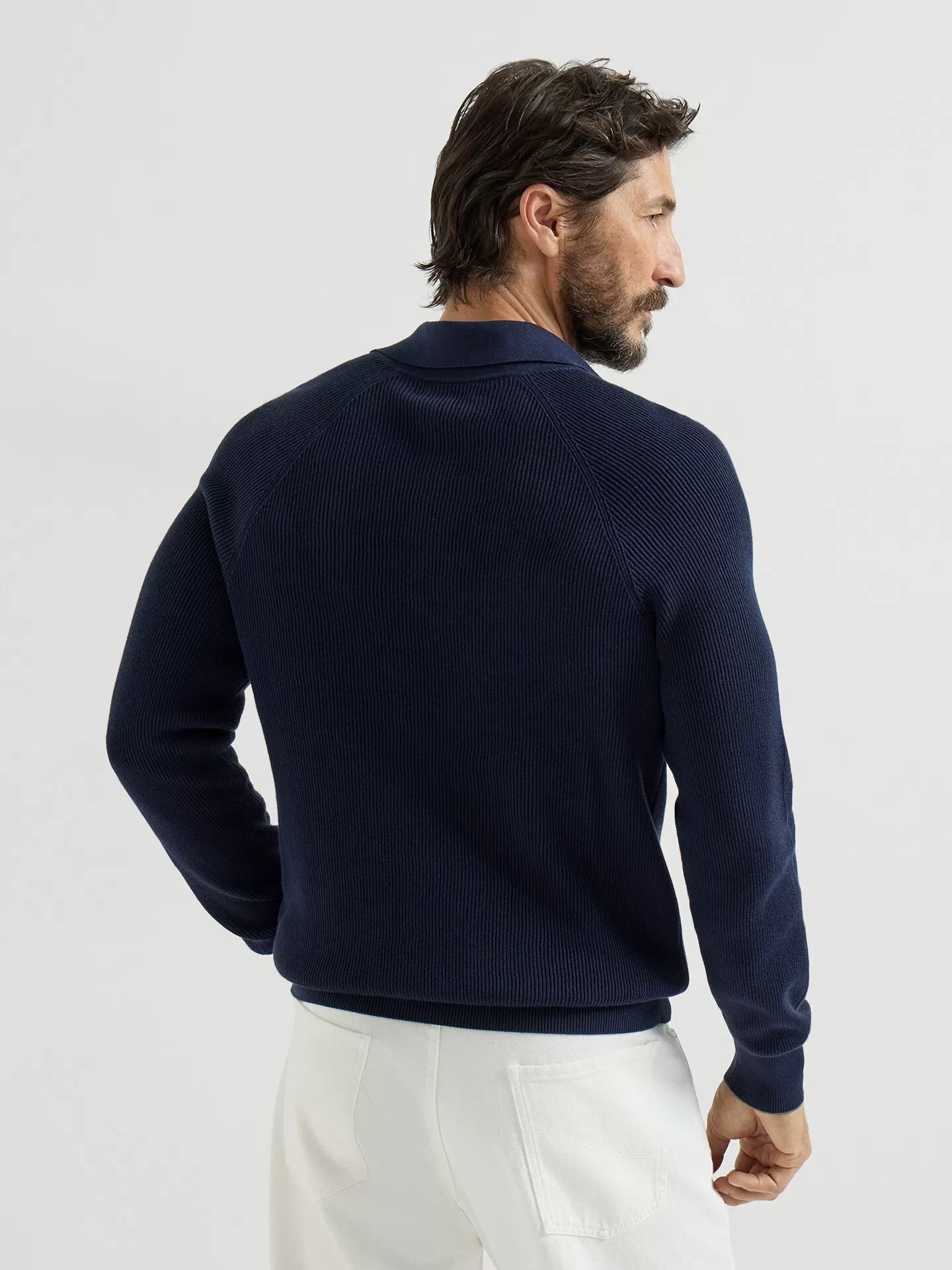 P399 Deep blue striped long sleeved polo shirt · image 16
