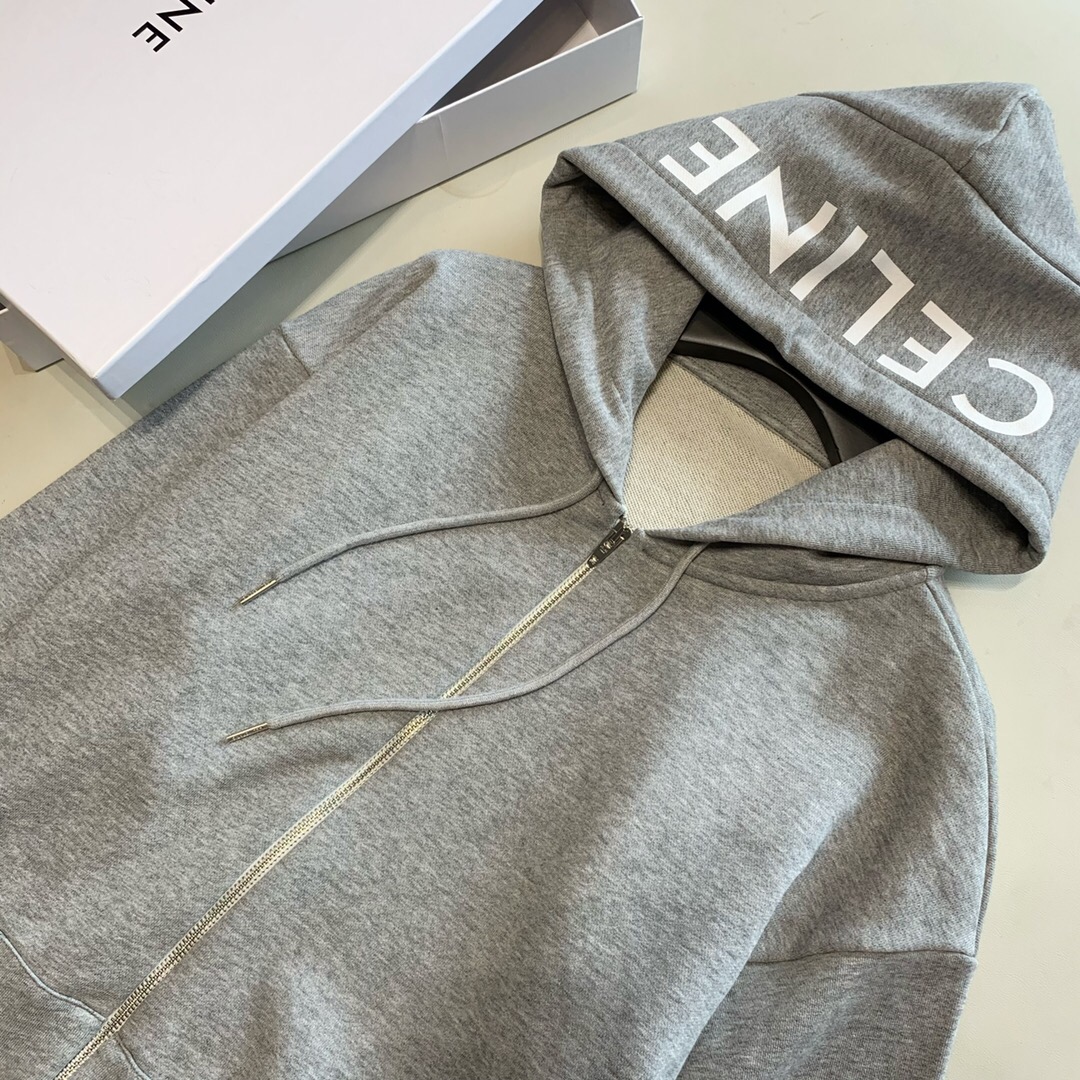 P399 Grey Hat Printed Zipper Hoodie · image 6